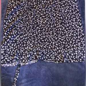Floral drawstring zip up skirt
